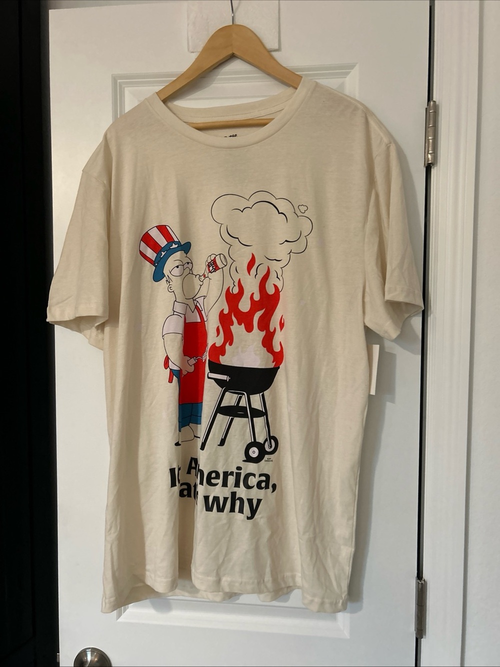 The Simpsons Men's Americana Home of the Free Graphic Tee, 2XL- New
